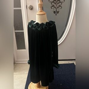 Heirlooms Charming Kids Velvet Dress with Ruffle Trim
